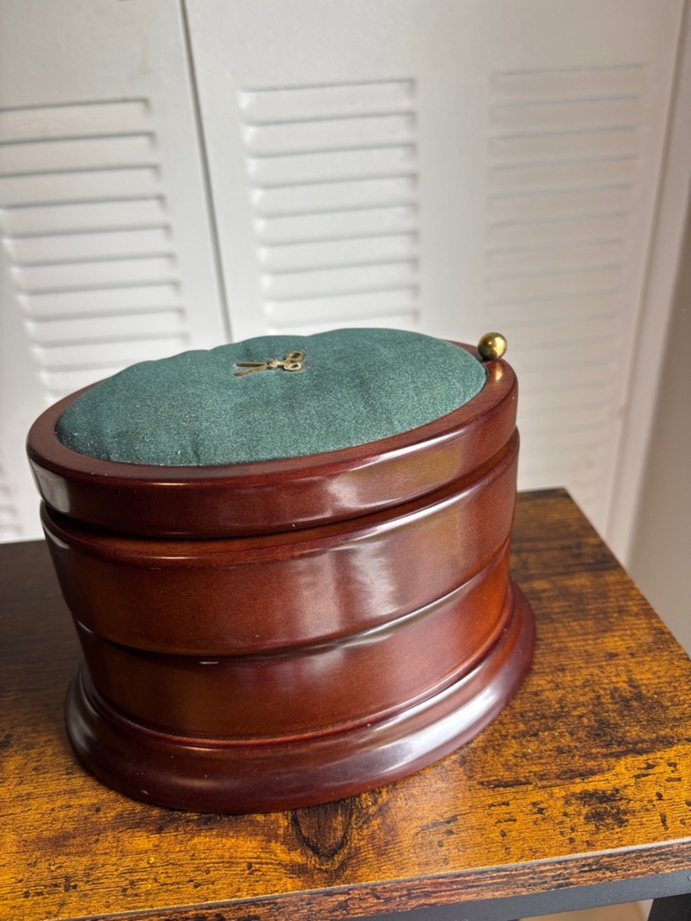 Vintage 1996 Bombay Company Wooden Jewelry Box with Velvet Top - Picture 2 of 7